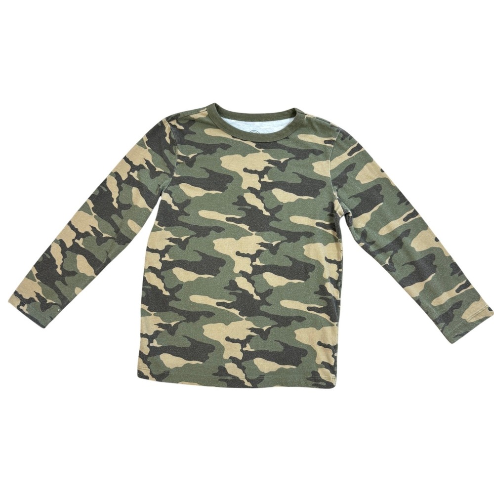 Wonder Nation Boys Camo Long Sleeve T-Shirt Green Camouflage Size S 6-7